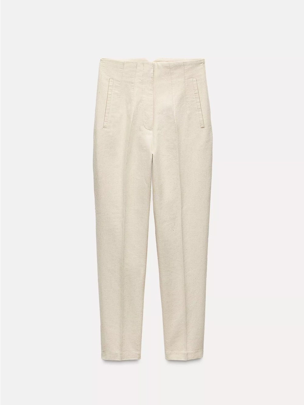 ZARA Rustic High-Waisted Slim Ankle Pants Natural Size L